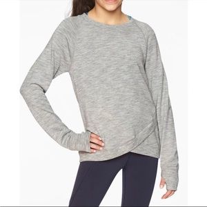 Athleta Grey Long Sleeve Criss Cross Top Size Small Athletic Fitness Workout